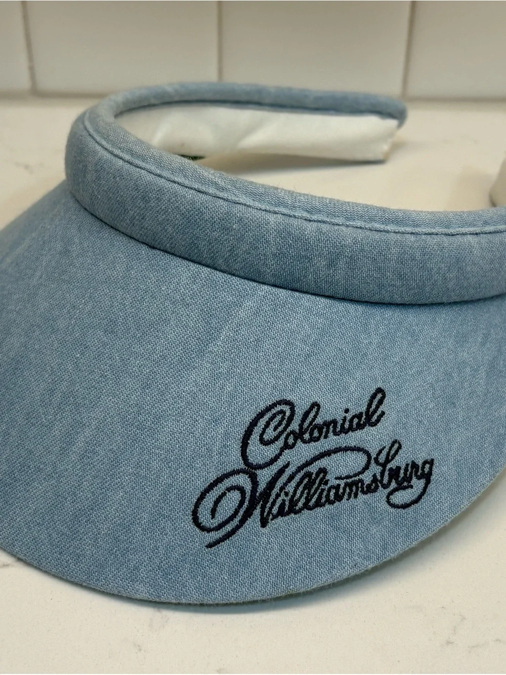 Vintage Colonial Williamsburg Texace Denim Sun Visor Hat Made in USA Retro